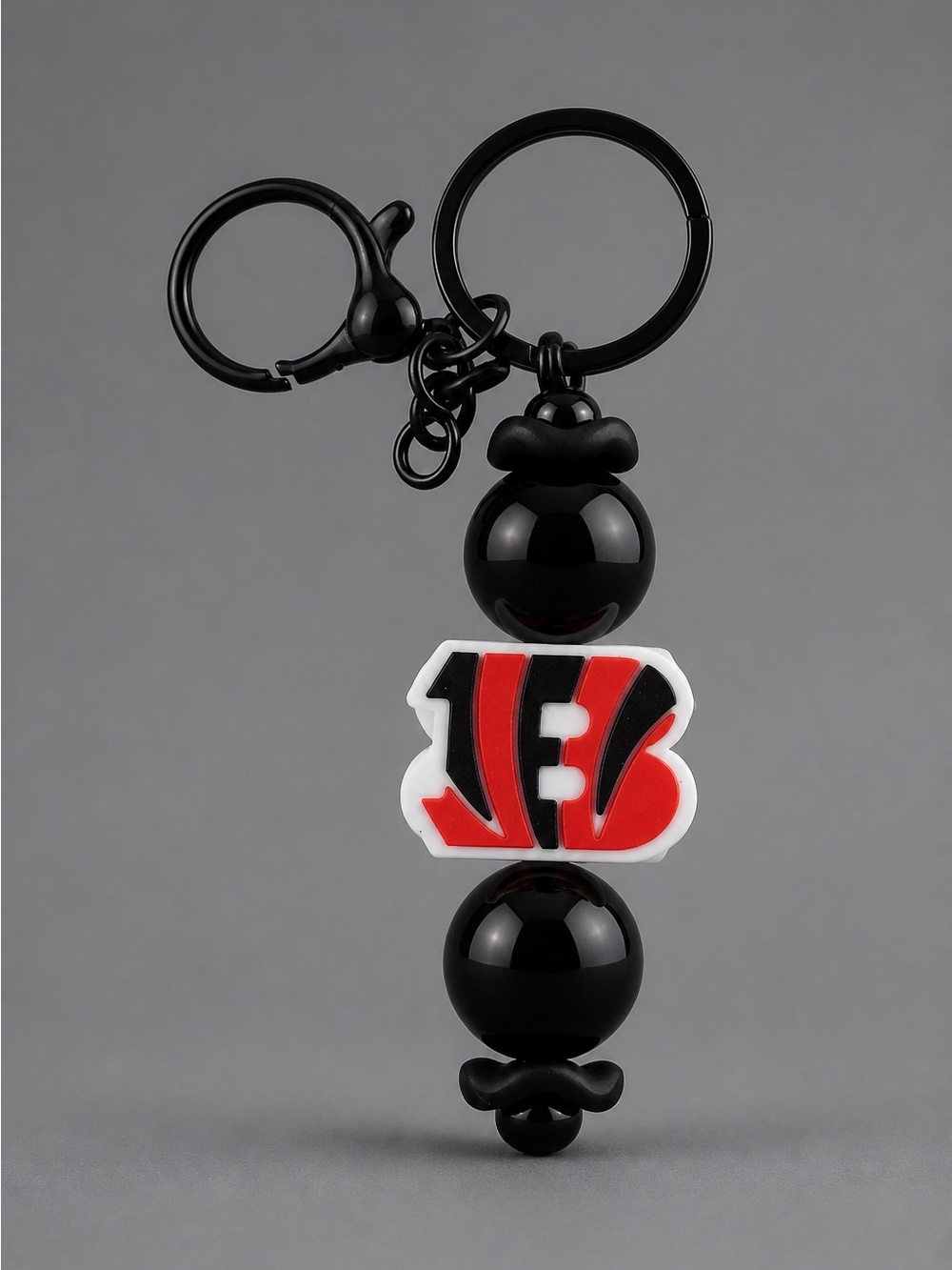 Cincinnati Bengals Football Beaded Keychain Bag Charm